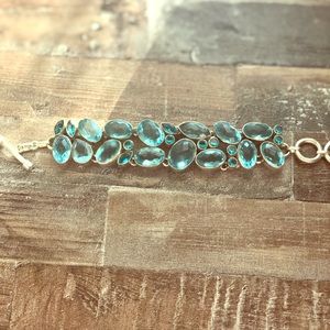 Aquamarine colored with silver chain bracelet